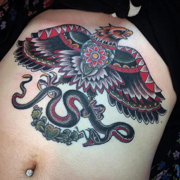 Mexican Eagle Chest Tattoo