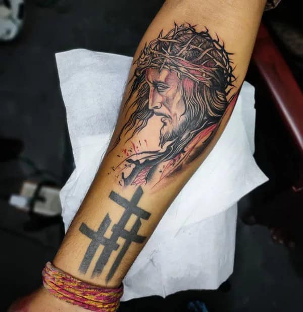 Jesus 3 Cross Tattoo