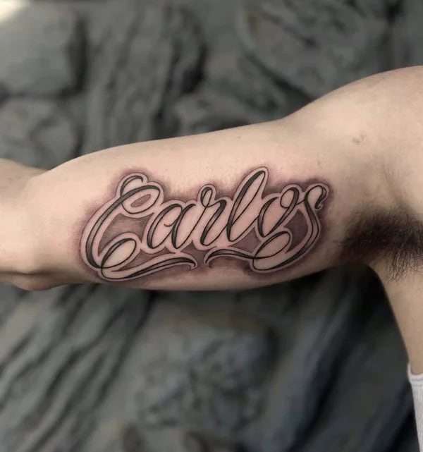 Name on Bicep Tattoo