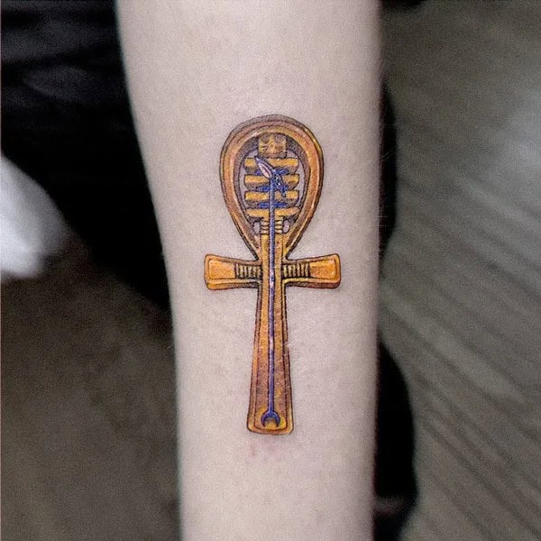 Golden Ankh Tattoo