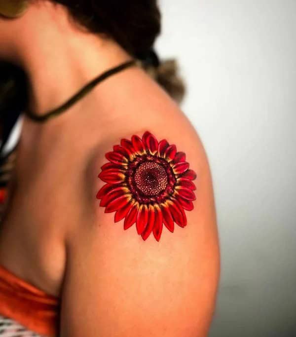 Red Sunflower Tattoo