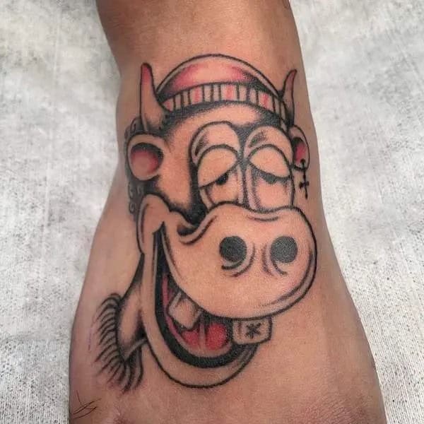 Cartoon Cow Tattoo