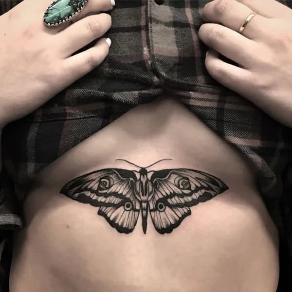 Butterfly Underboob Tattoo