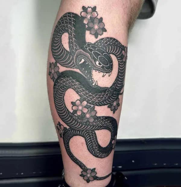 Black Japanese Snake Tattoo