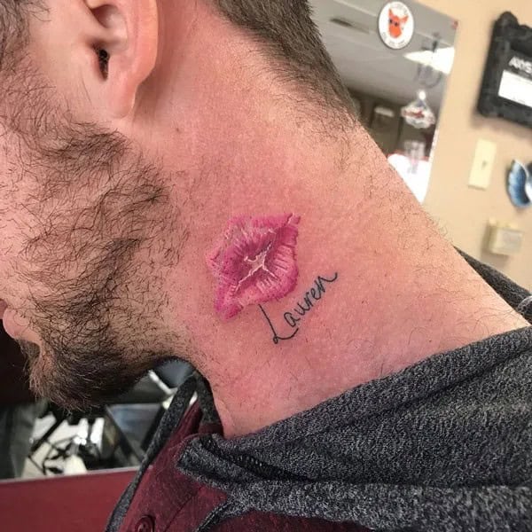 Feisty Neck Lip Tattoo