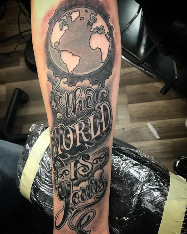 “The World Is Yours” Finger Tattoo