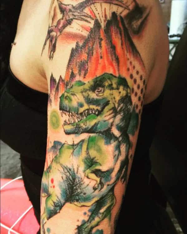 Dinosaur Sleeve Tattoo