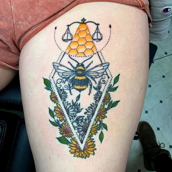 Geometric Bee Tattoo