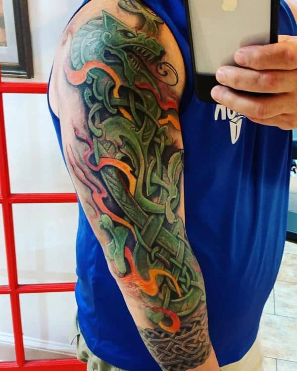 Celtic Dragon Sleeve Tattoo