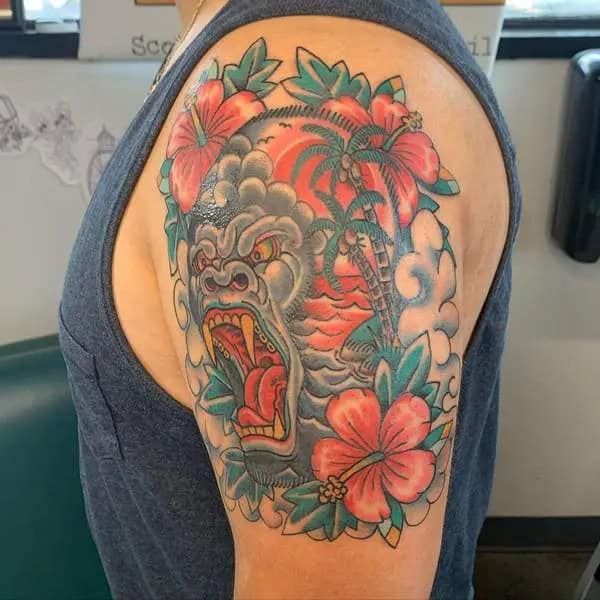 Traditional Gorilla Tattoo