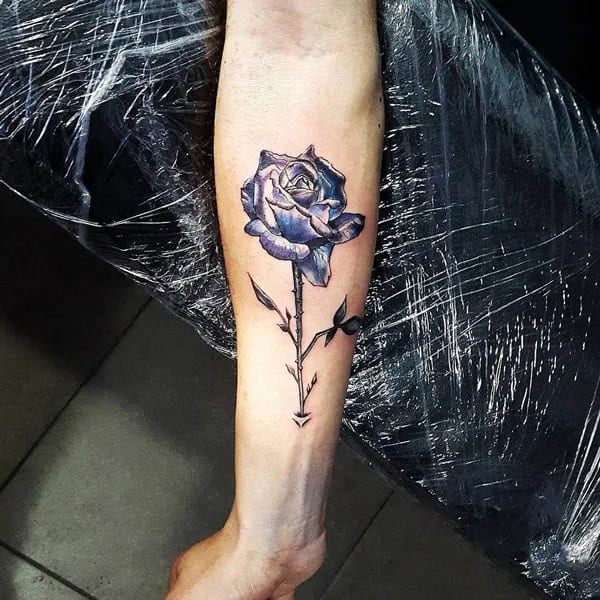 Blue and Black Rose Tattoo