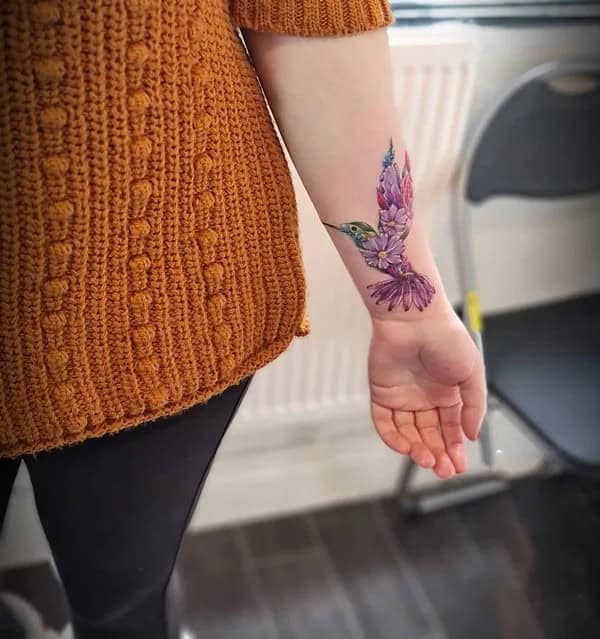 Hummingbird Flower Tattoo