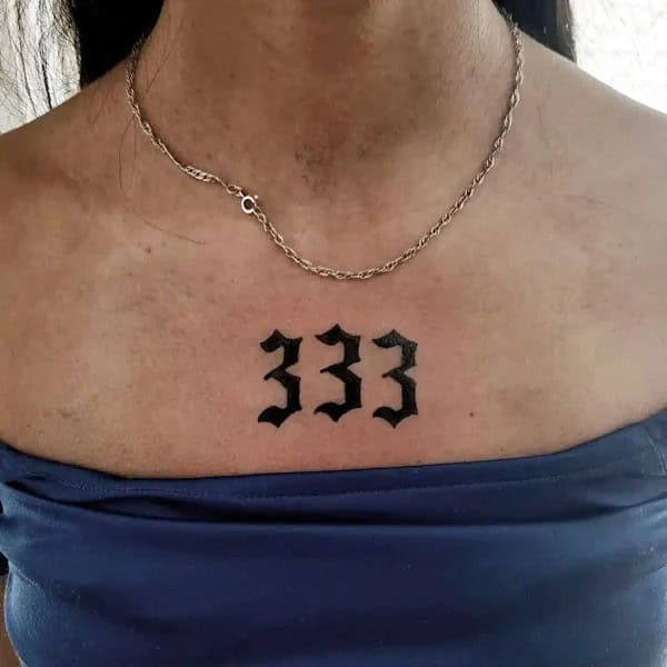 333 Behind The Neck Tattoo