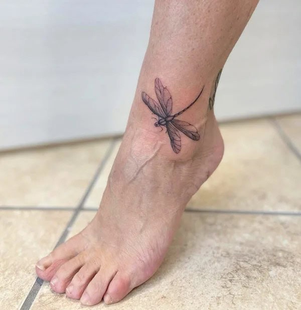 Dragonfly Tattoo On Ankle