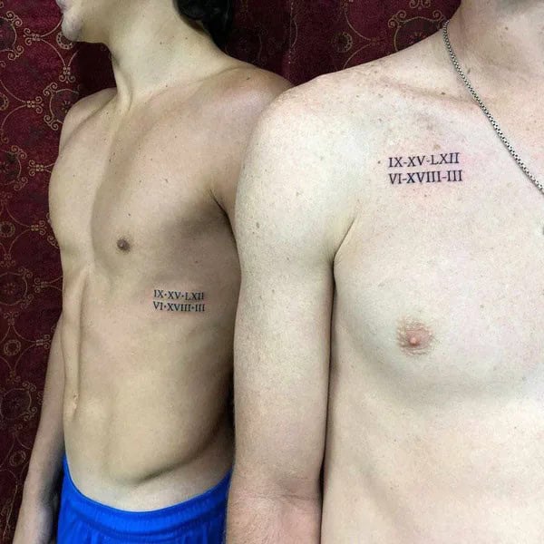 Siblings Roman Numeral Tattoo