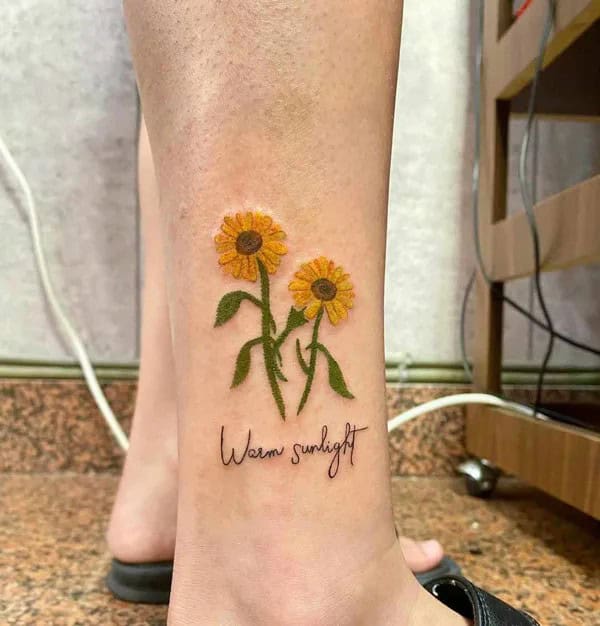 Sunflower Leg Tattoo