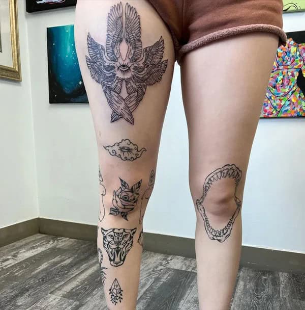 Leg Patchwork Tattoo