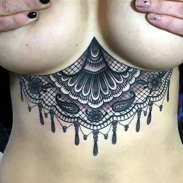 Lace Under Breast Tattoos