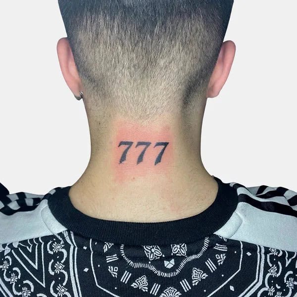 Behind the ear 777 Tattoo