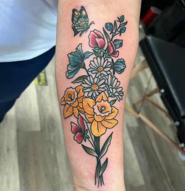 Daffodil and Daisy Tattoo