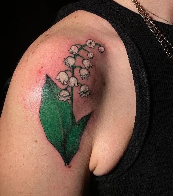 May Birth Flower Shoulder Tattoo