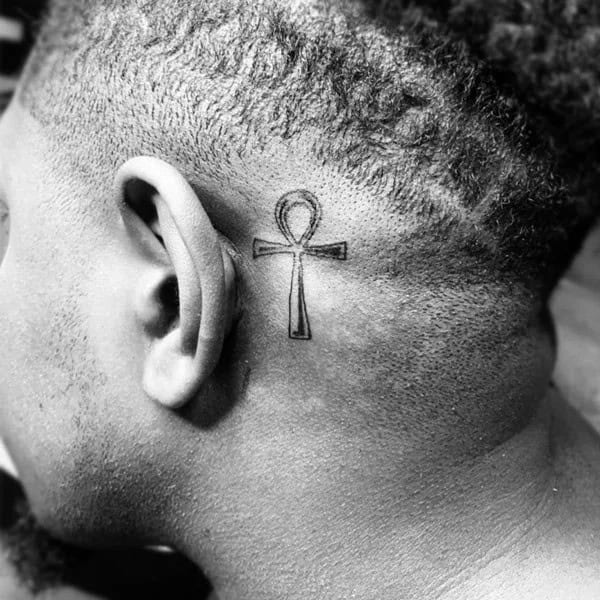 Ankh Tattoo Behind the Ear