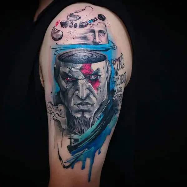 Abstract God Of War Tattoo