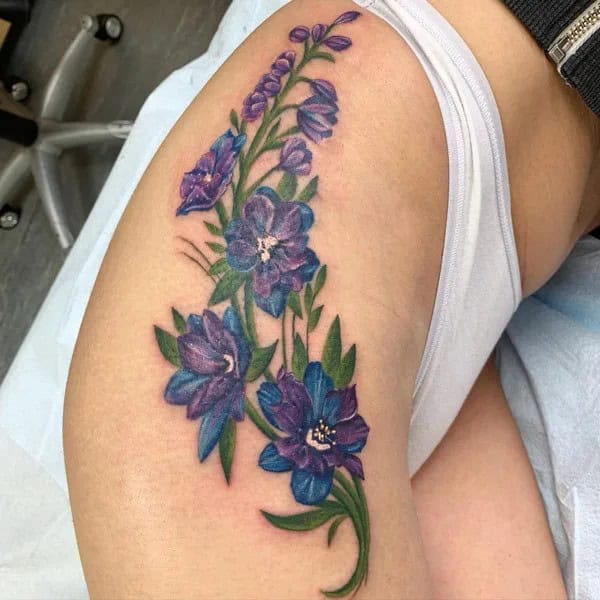 Larkspur Hip Tattoo