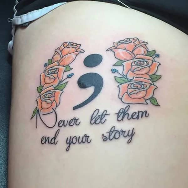 Semicolon Flower Tattoo