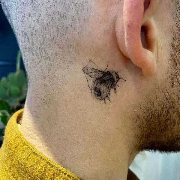 Bee Tattoo Behind Ear