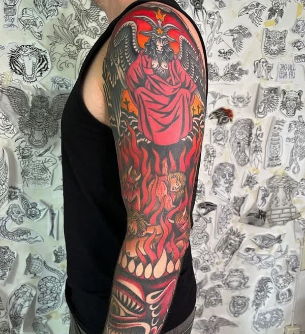 Baphomet Sleeve Tattoo