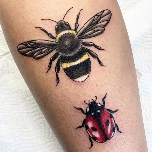 Ladybug and Bee Tattoo