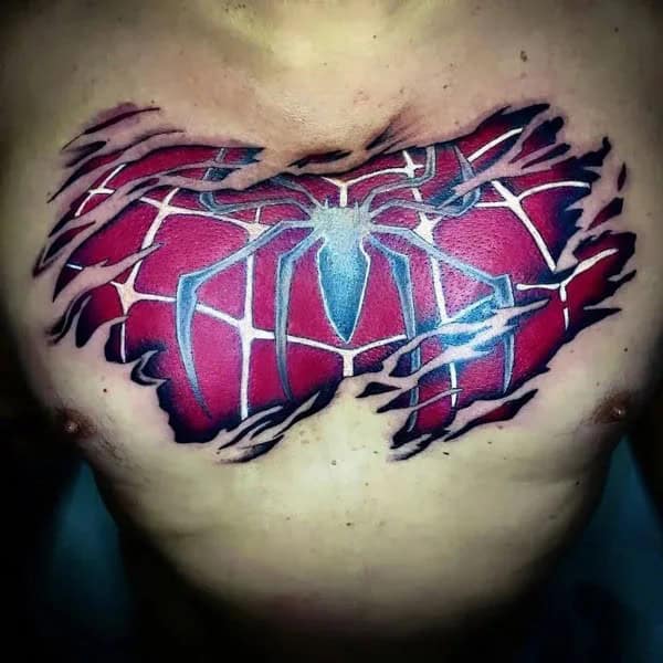 Spiderman Tattoo on Chest