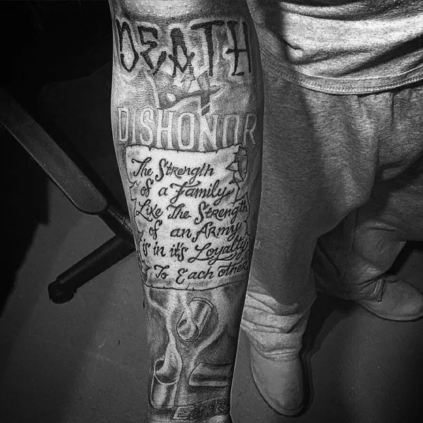 Death Before Dishonour Bicep Tattoo