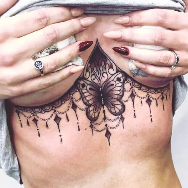 Butterfly Underboob Tattoo