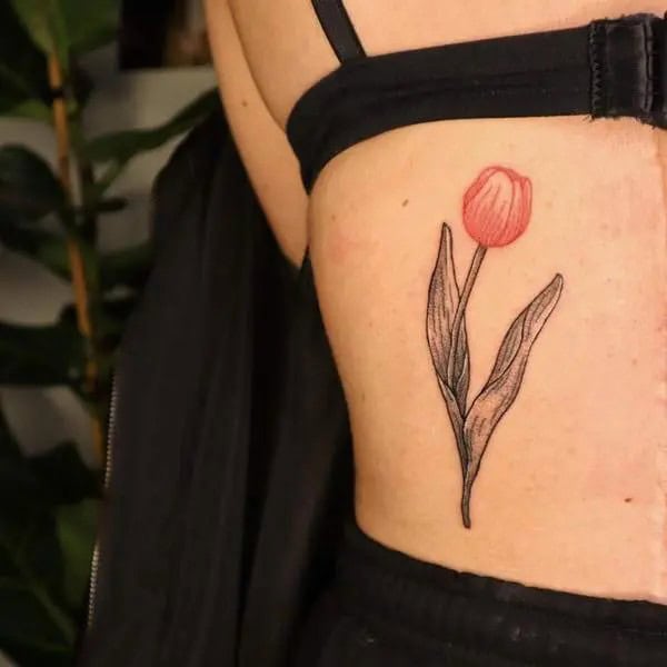 Red Tulip Tattoo