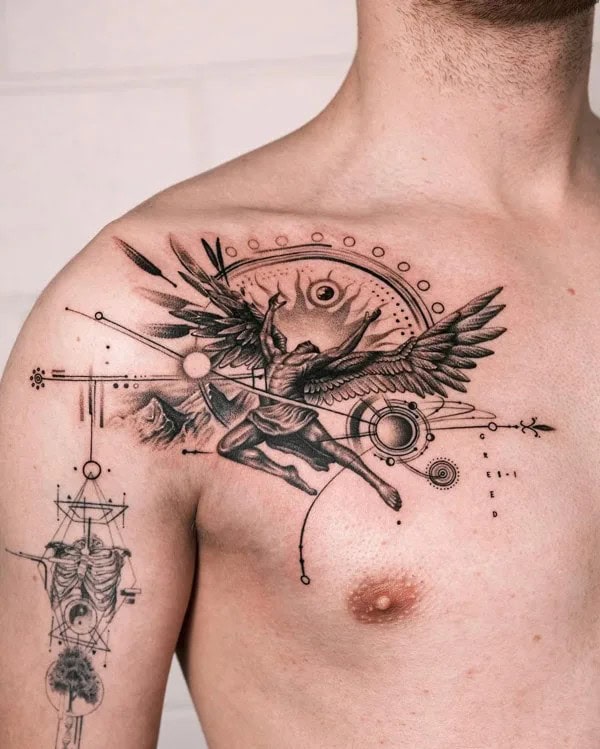 Icarus Chest Tattoo