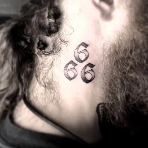 666 Neck Tattoo