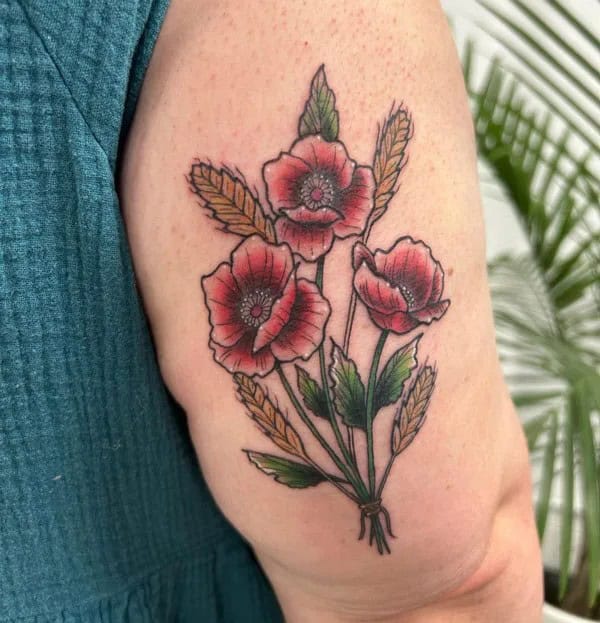 August Birth Flower Arm Tattoo