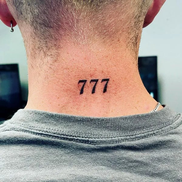 Behind the ear 777 Tattoo