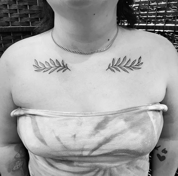 Olive Branch Collarbone Tattoo