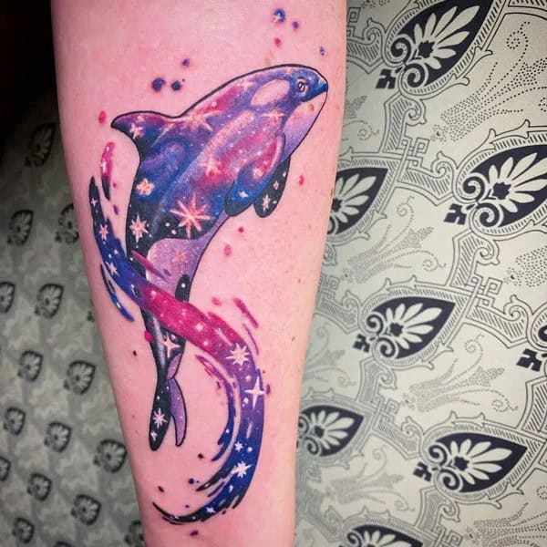 Glittery Whale Tattoo