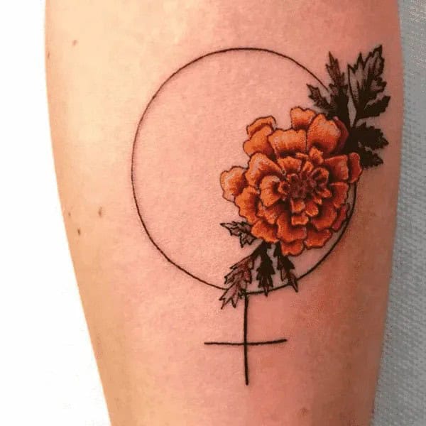 Geometric Marigold Tattoo