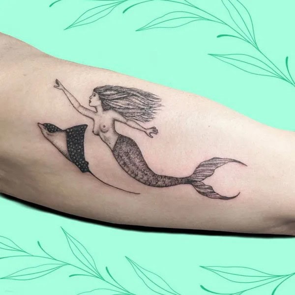 Mermaid and Stingray Tattoo