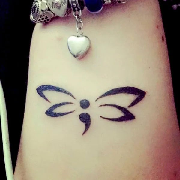 Semicolon Dragonfly Tattoo