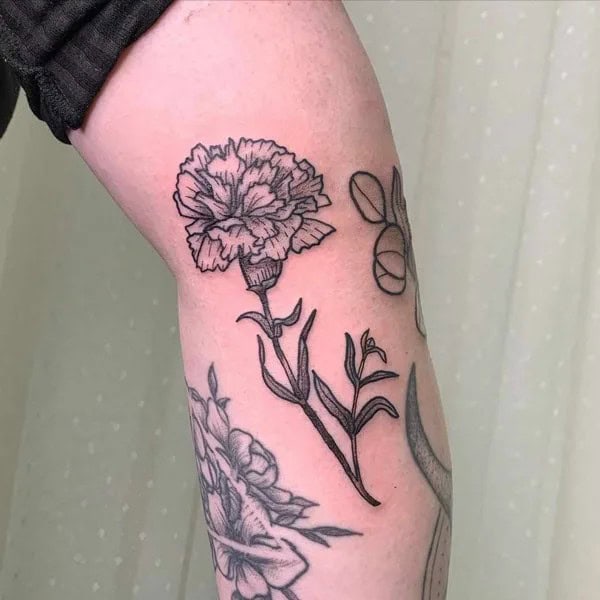 Black and White Carnation Tattoo