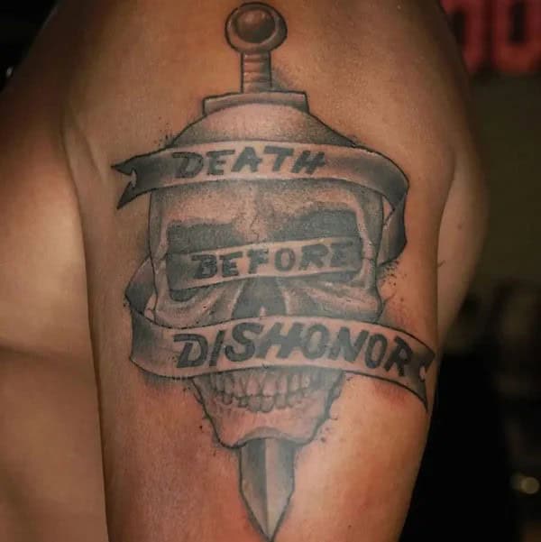 Death Before Dishonour Bicep Tattoo