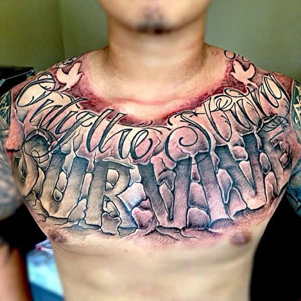 “Only The Strong Survive” Chest Tattoo