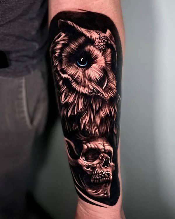 Negative Space Owl Tattoo