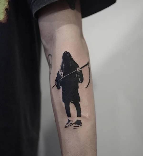 Grim Reaper Blackwork Tattoo